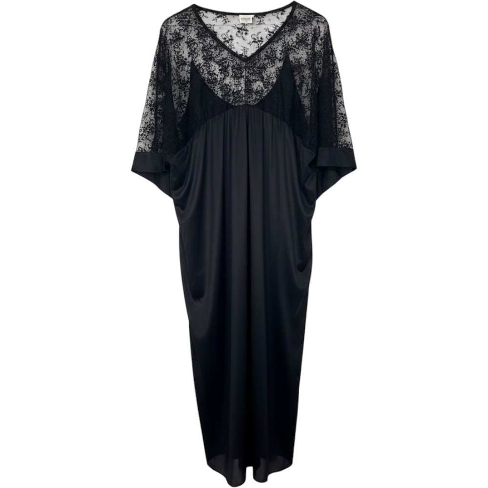 Intimate Attitudes Vintage Black Lace Kimono Sleeve Midi Dress 3/4X Witchy